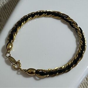 Vintage 80’s Trifari Gold and Black Braided Rope Bracelet